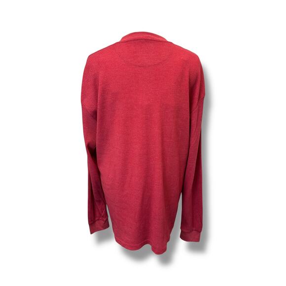 Essential by Seven Apparel Mens Long Sleeve Waffle Knit Thermal Henley, Red - Picture 5 of 10